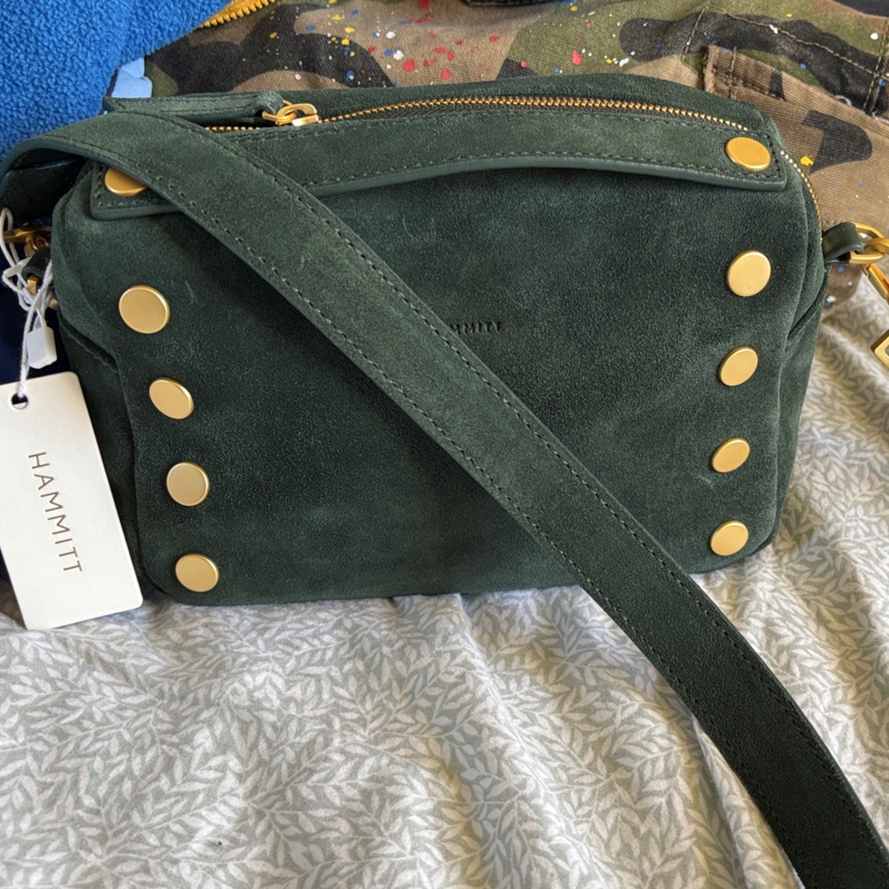 Hammitt Forest Green Crossbody Bag with Gold Accents